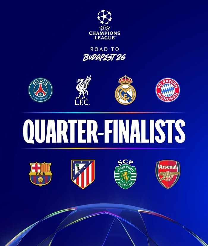 欧冠18决赛次回合落幕 八强名单揭晓 阿森纳领跑